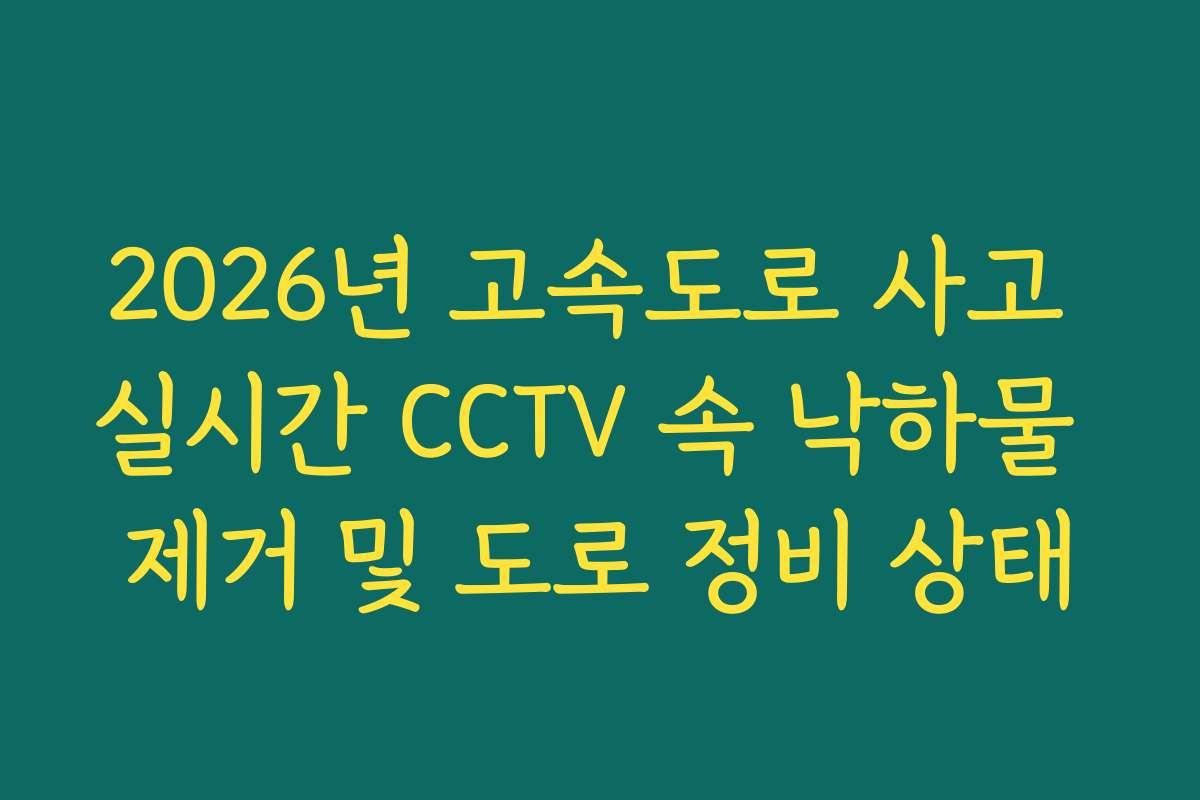 2026년 고속도로 사고 실시간 CCTV 속 낙하물 제거 및 도로 정비 상태