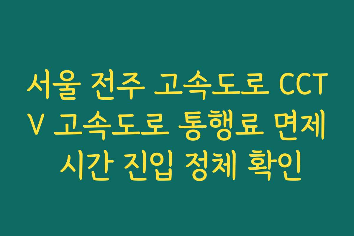 서울 전주 고속도로 CCTV 고속도로 통행료 면제 시간 진입 정체 확인