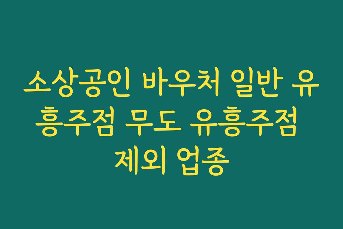 소상공인 바우처 일반 유흥주점 무도 유흥주점 제외 업종