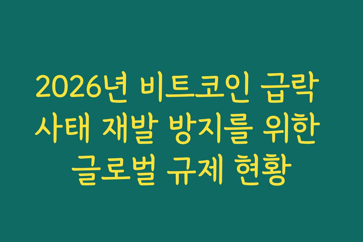 2026년 비트코인 급락 사태 재발 방지를 위한 글로벌 규제 현황