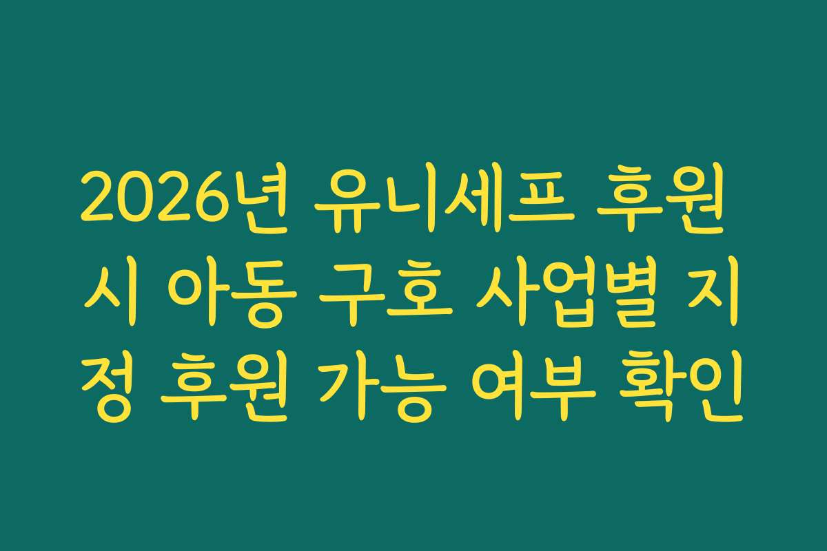 2026년 유니세프 후원 시 아동 구호 사업별 지정 후원 가능 여부 확인