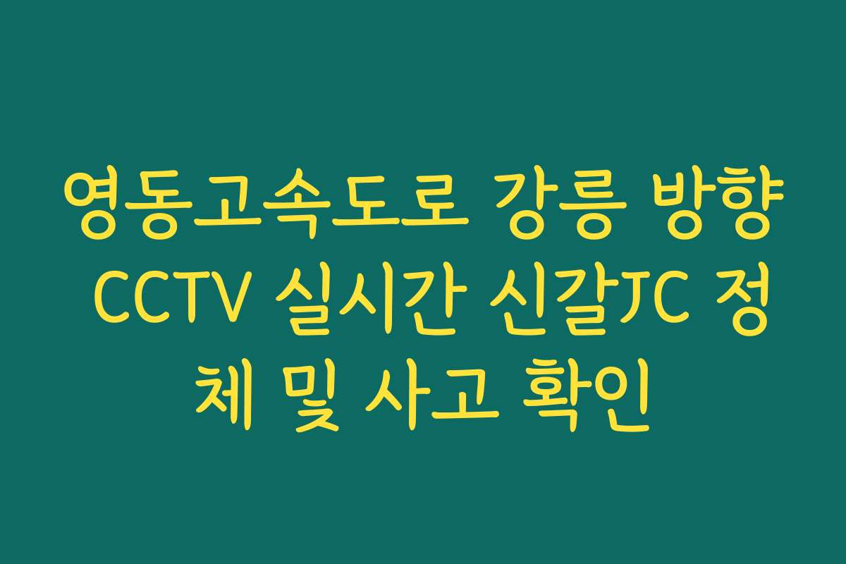 영동고속도로 강릉 방향 CCTV 실시간 신갈JC 정체 및 사고 확인