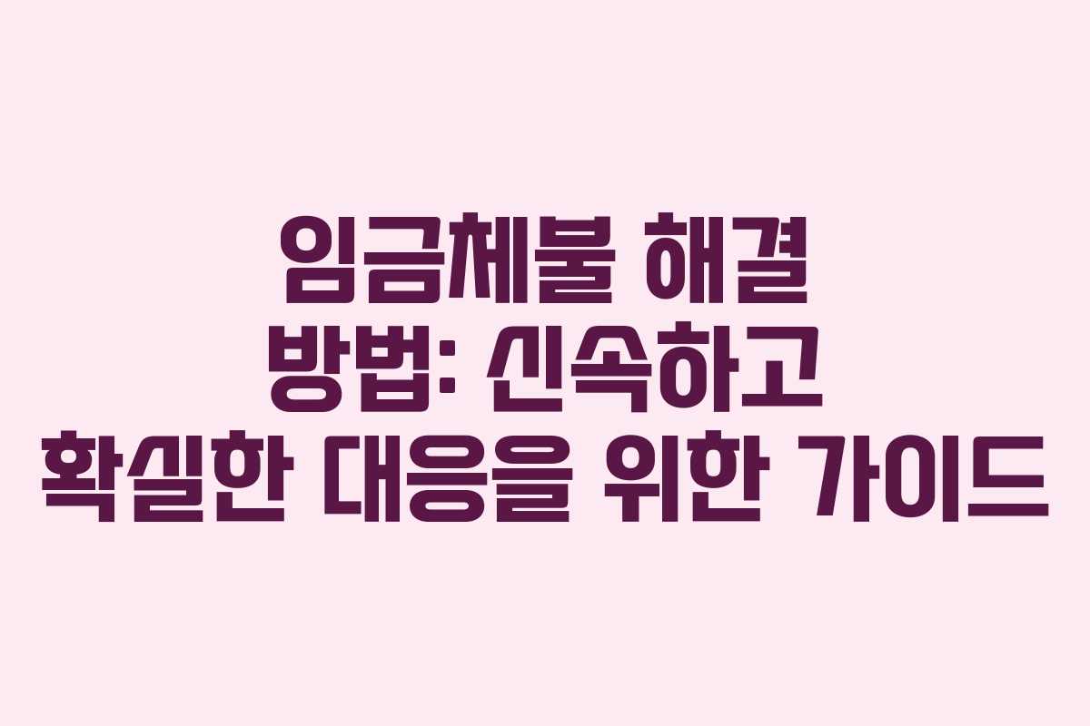 임금체불 해결 방법: 신속하고 확실한 대응을 위한 가이드
