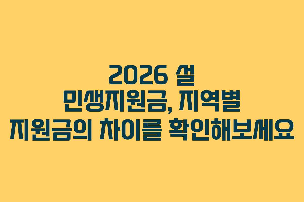 2026 설 민생지원금, 지역별 지원금의 차이를 확인해보세요