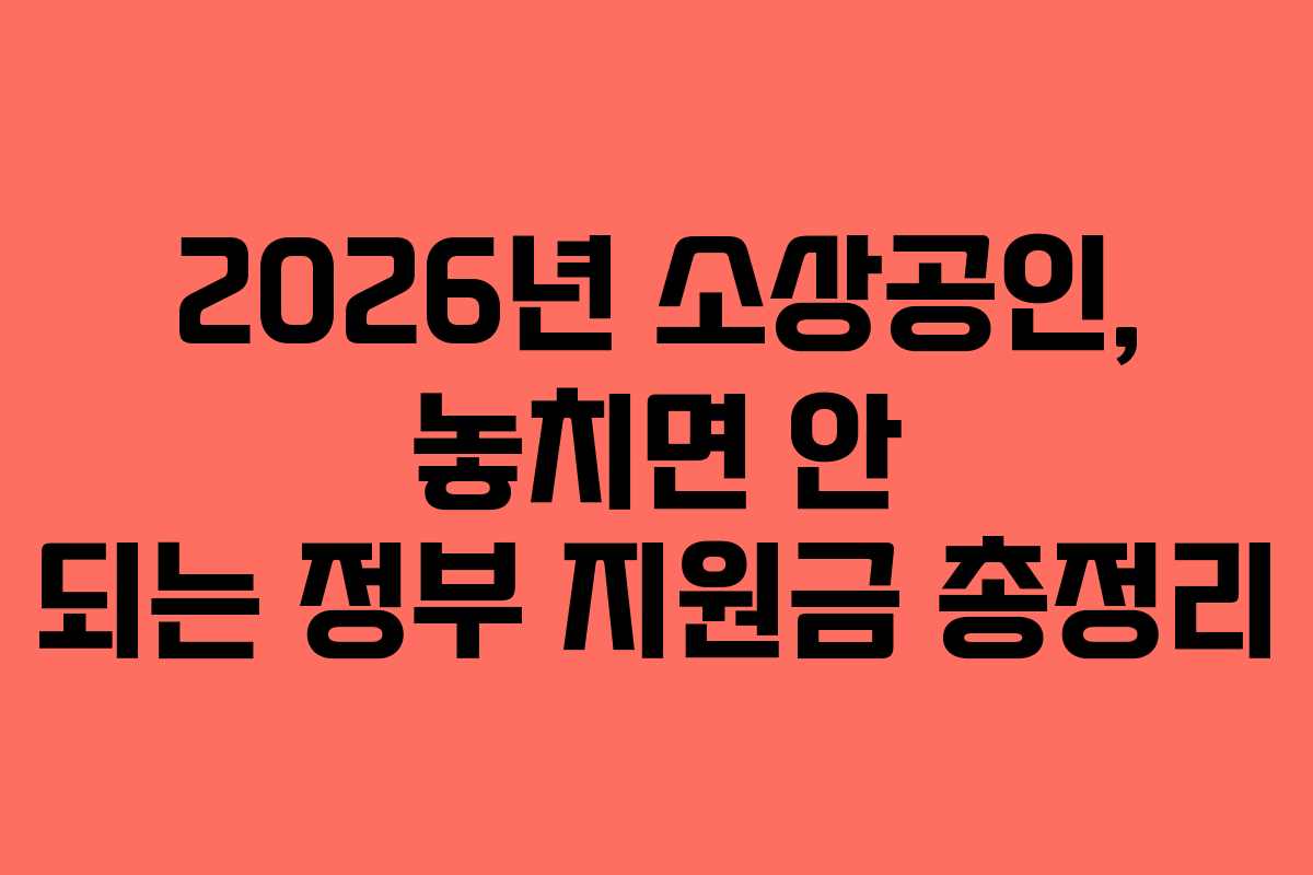 2026년 소상공인, 놓치면 안 되는 정부 지원금 총정리