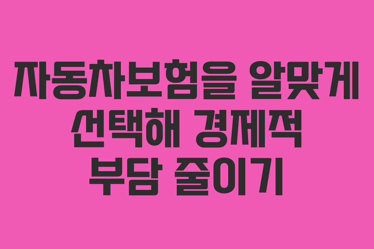 자동차보험을 알맞게 선택해 경제적 부담 줄이기