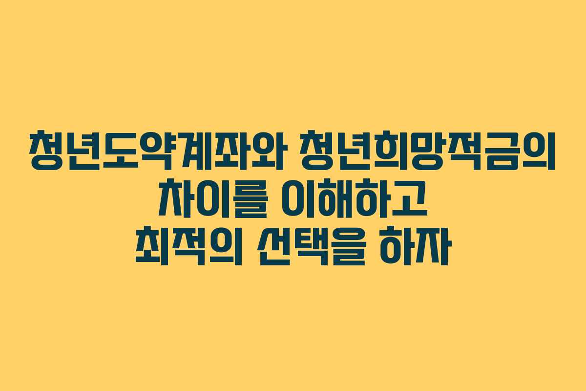 청년도약계좌와 청년희망적금의 차이를 이해하고 최적의 선택을 하자