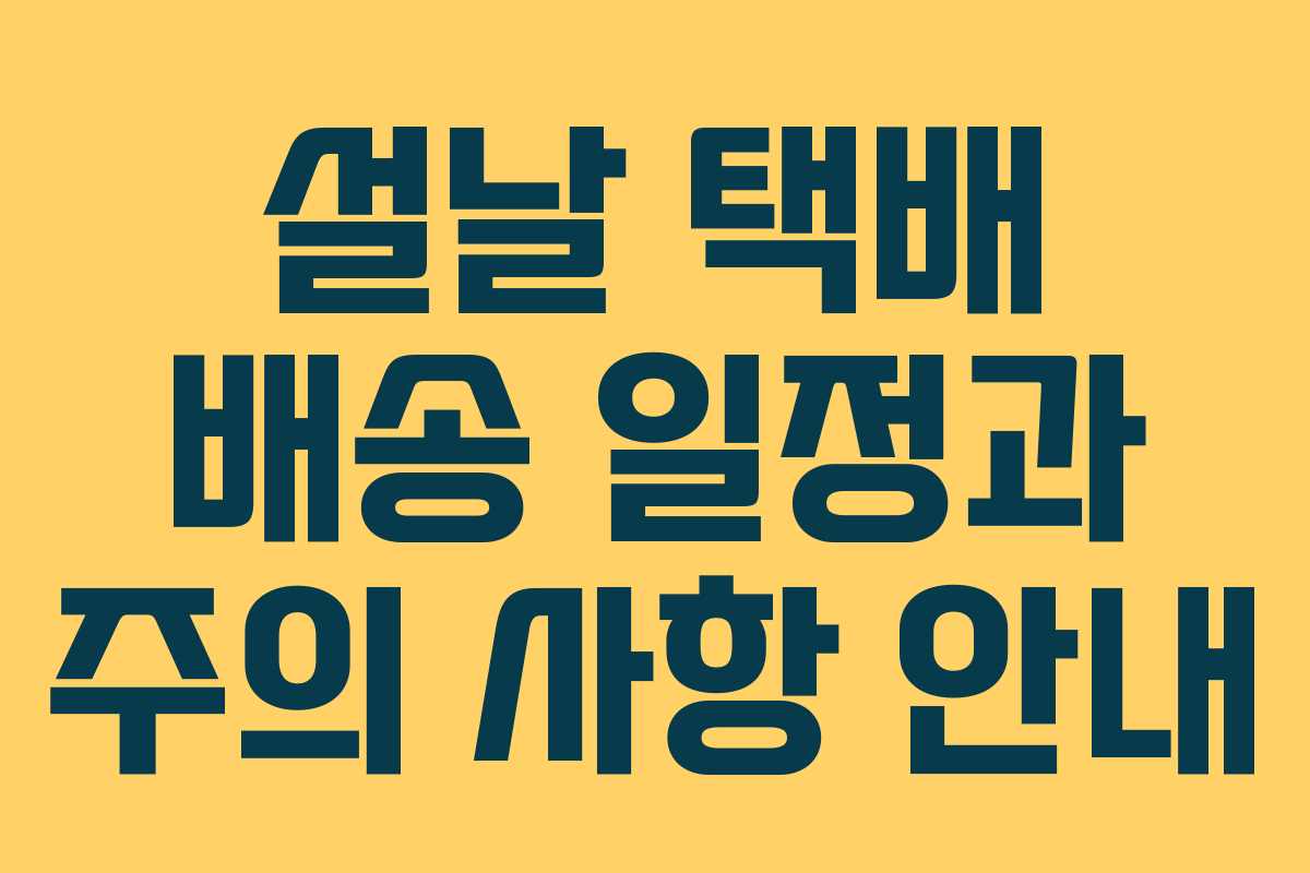 설날 택배 배송 일정과 주의 사항 안내