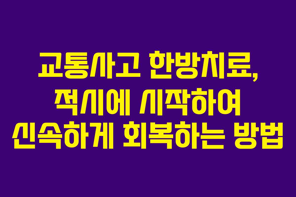 교통사고 한방치료, 적시에 시작하여 신속하게 회복하는 방법