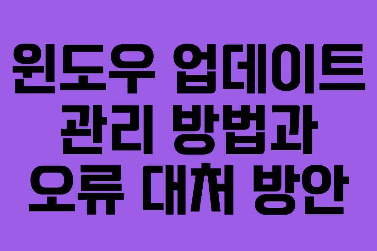 윈도우 업데이트 관리 방법과 오류 대처 방안