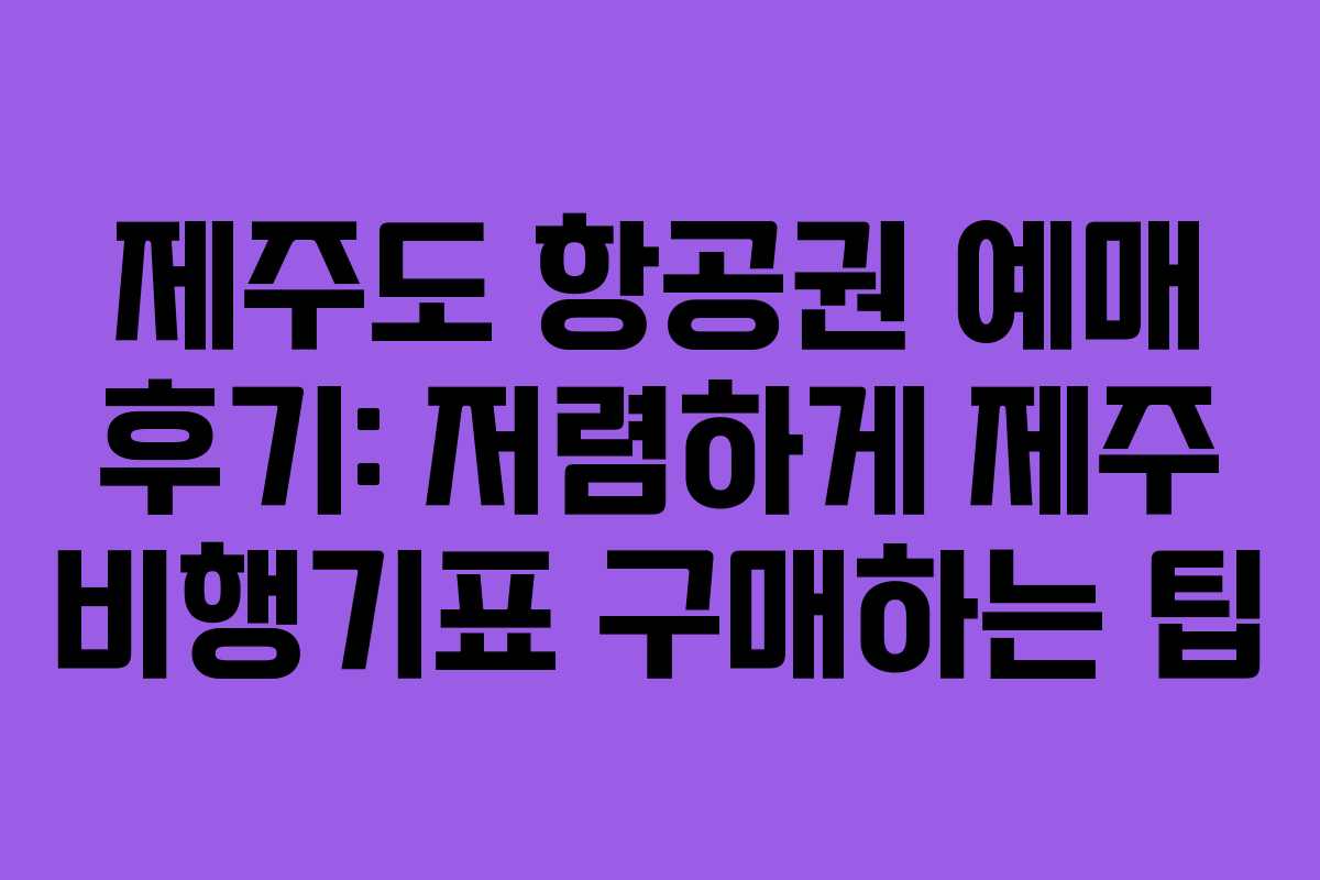 제주도 항공권 예매 후기: 저렴하게 제주 비행기표 구매하는 팁