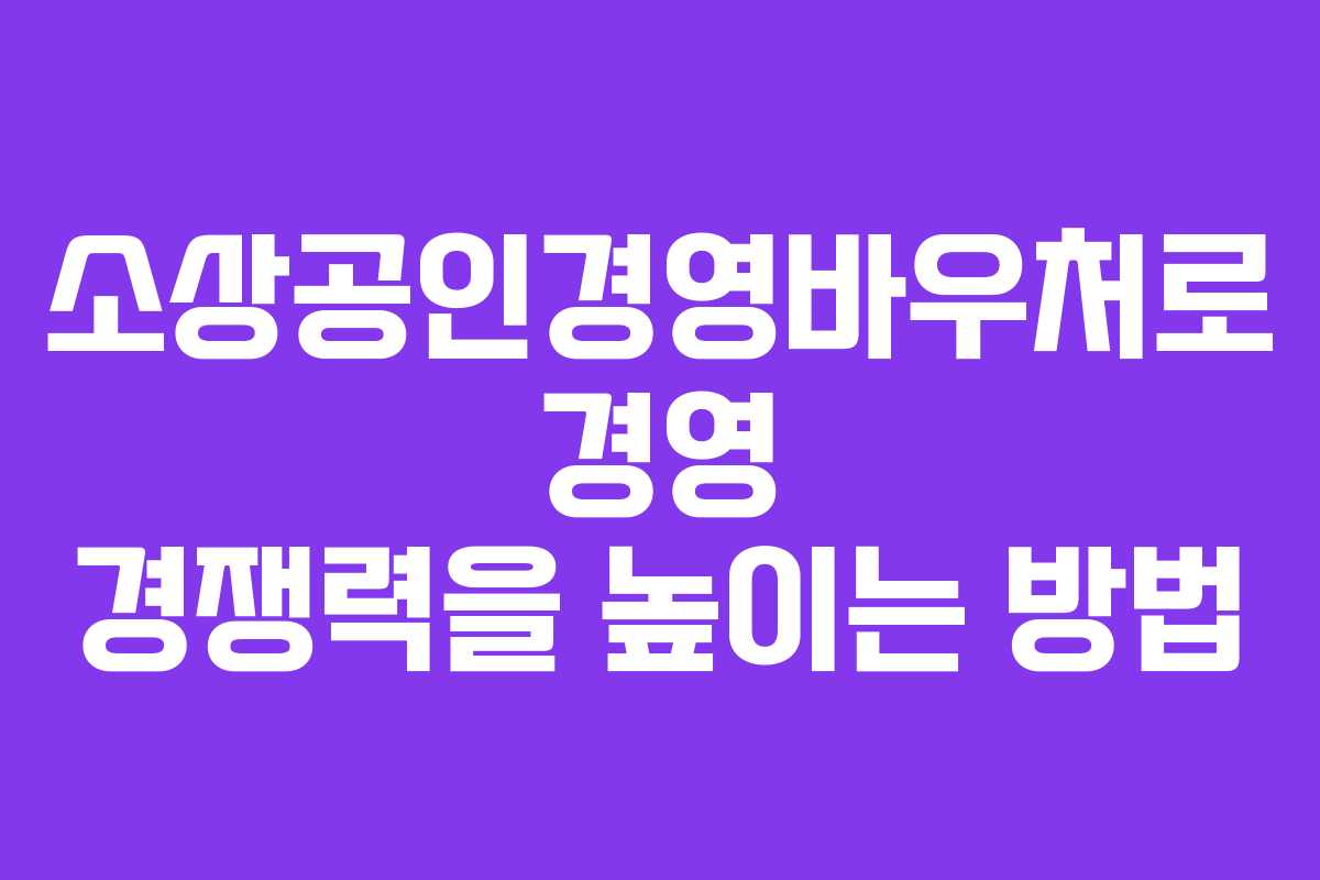소상공인경영바우처로 경영 경쟁력을 높이는 방법