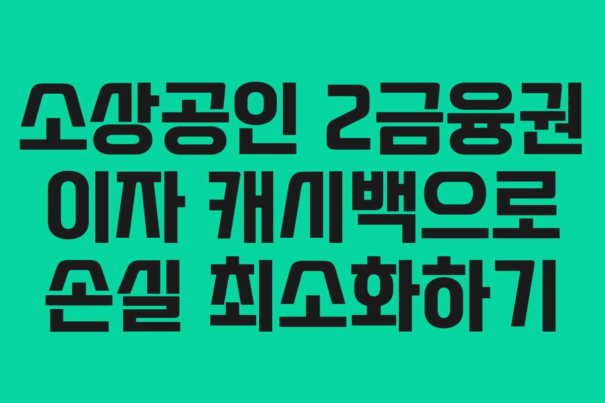 소상공인 2금융권 이자 캐시백으로 손실 최소화하기