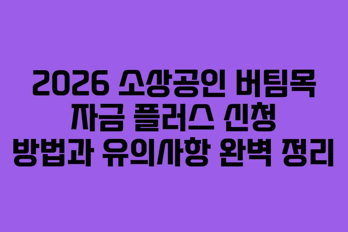 2026 소상공인 버팀목 자금 플러스 신청 방법과 유의사항 완벽 정리