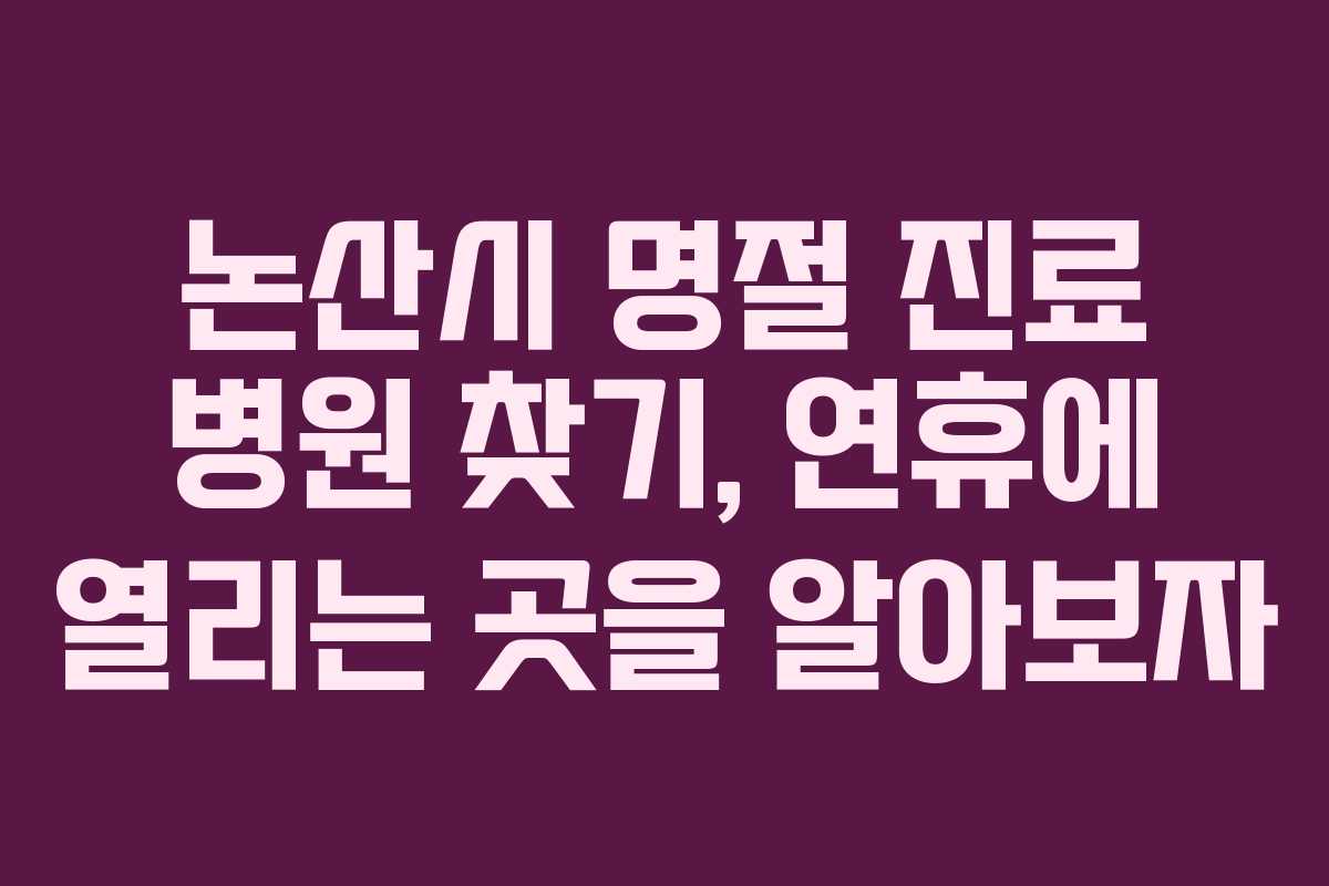 논산시 명절 진료 병원 찾기, 연휴에 열리는 곳을 알아보자