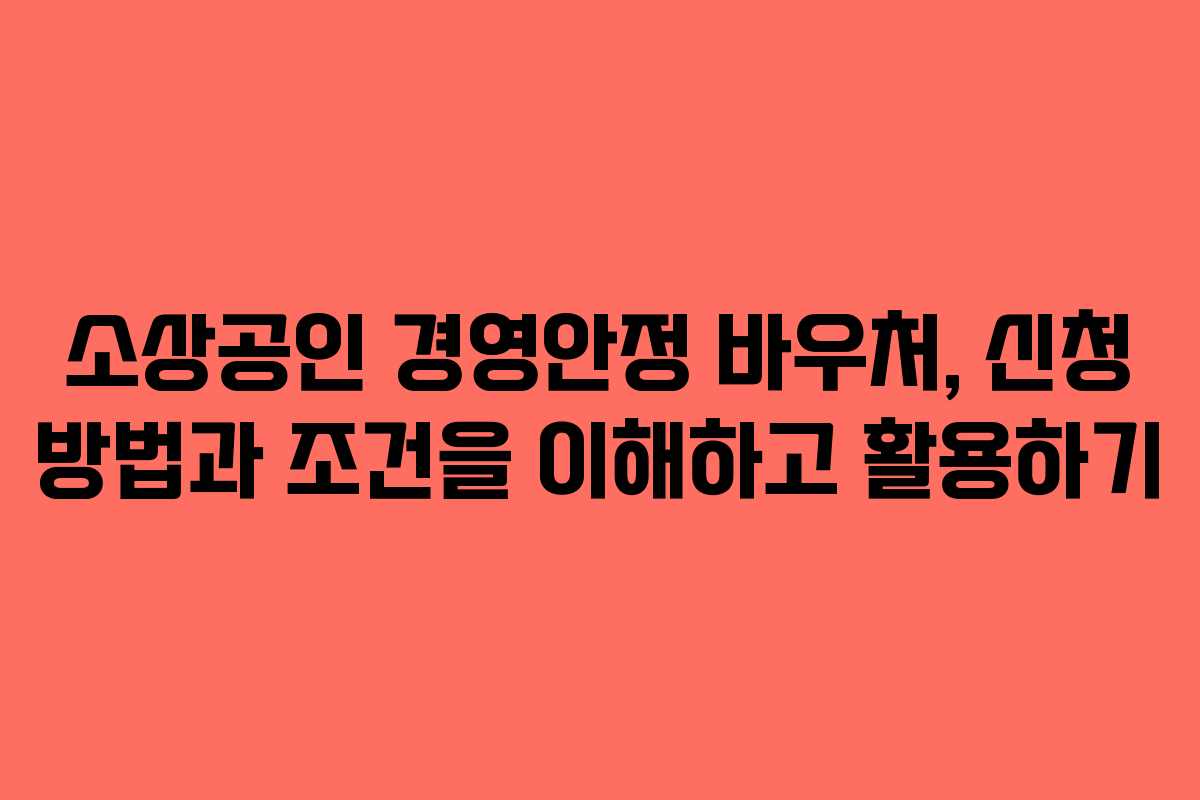 소상공인 경영안정 바우처, 신청 방법과 조건을 이해하고 활용하기