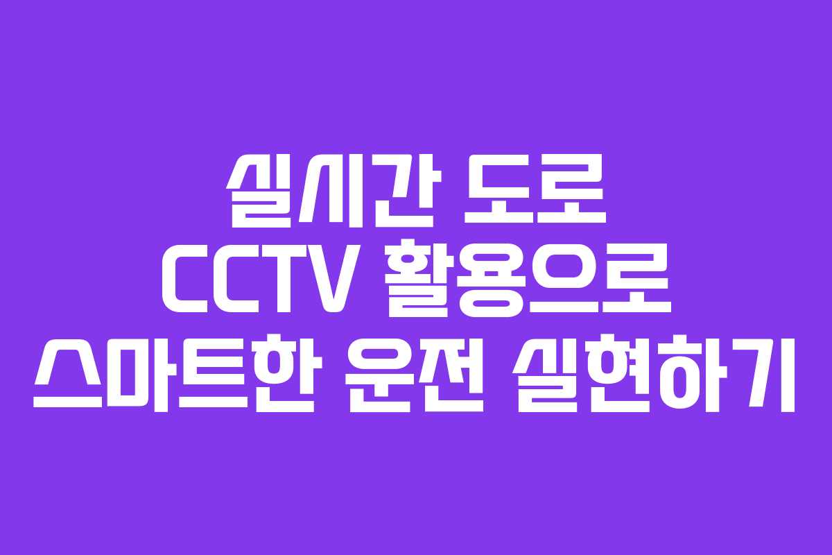 실시간 도로 CCTV 활용으로 스마트한 운전 실현하기