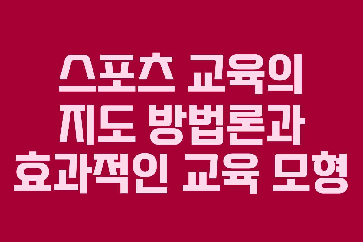 스포츠 교육의 지도 방법론과 효과적인 교육 모형