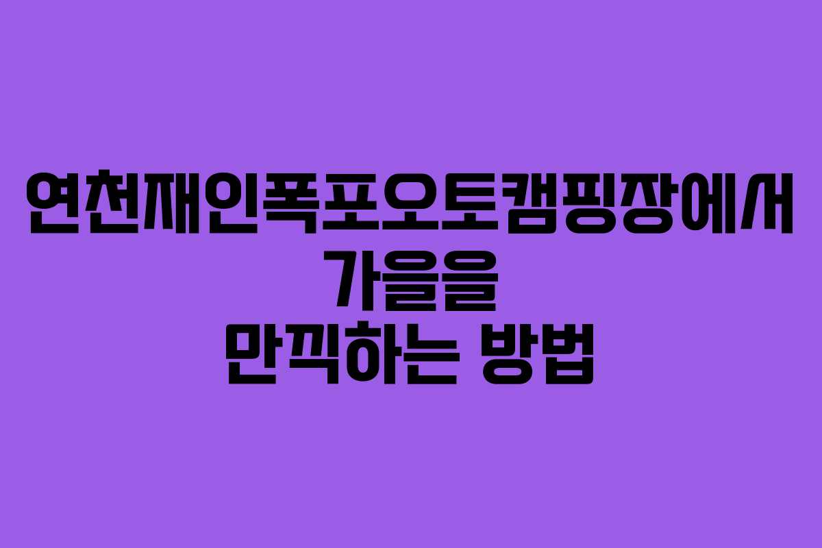 연천재인폭포오토캠핑장에서 가을을 만끽하는 방법