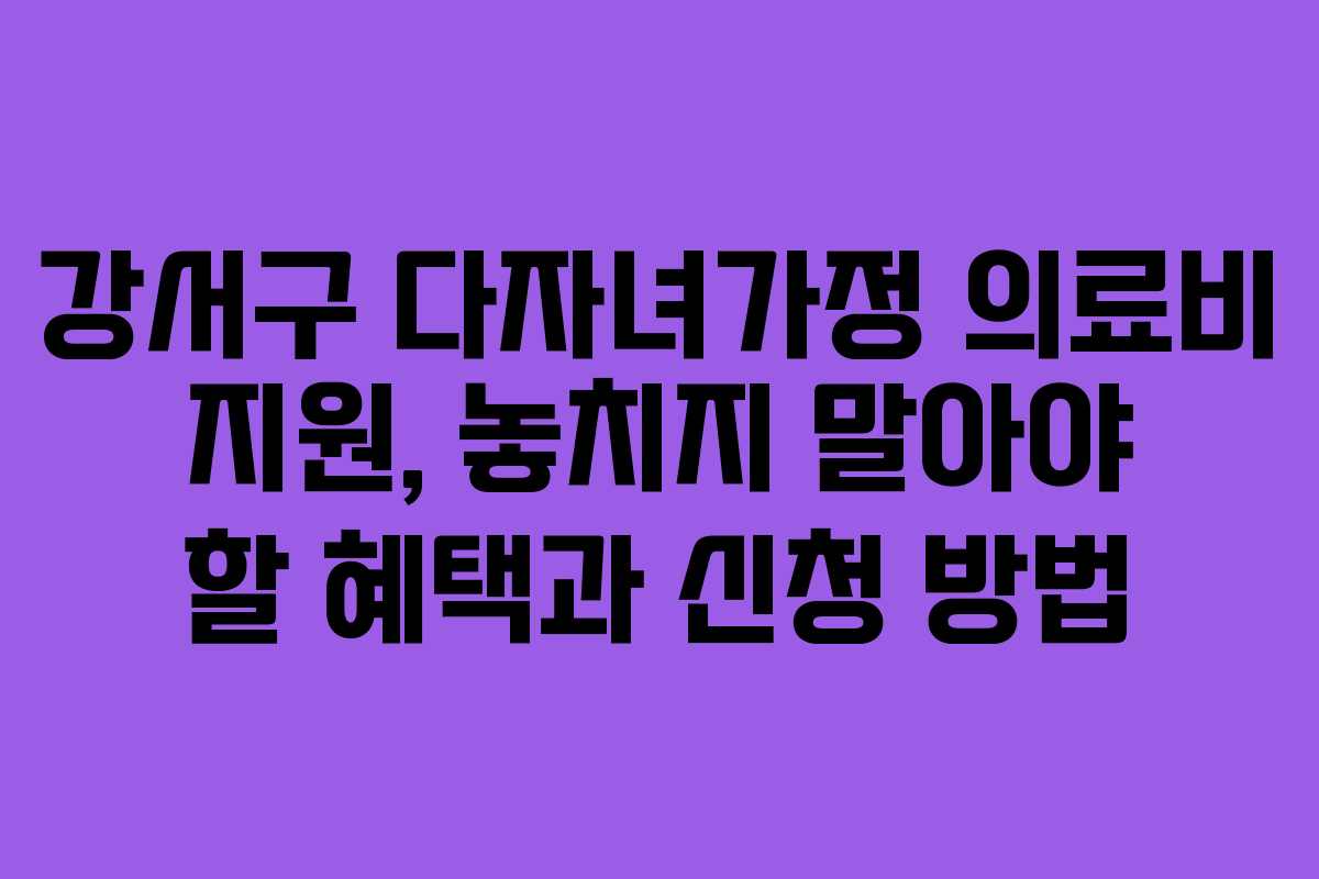 강서구 다자녀가정 의료비 지원, 놓치지 말아야 할 혜택과 신청 방법