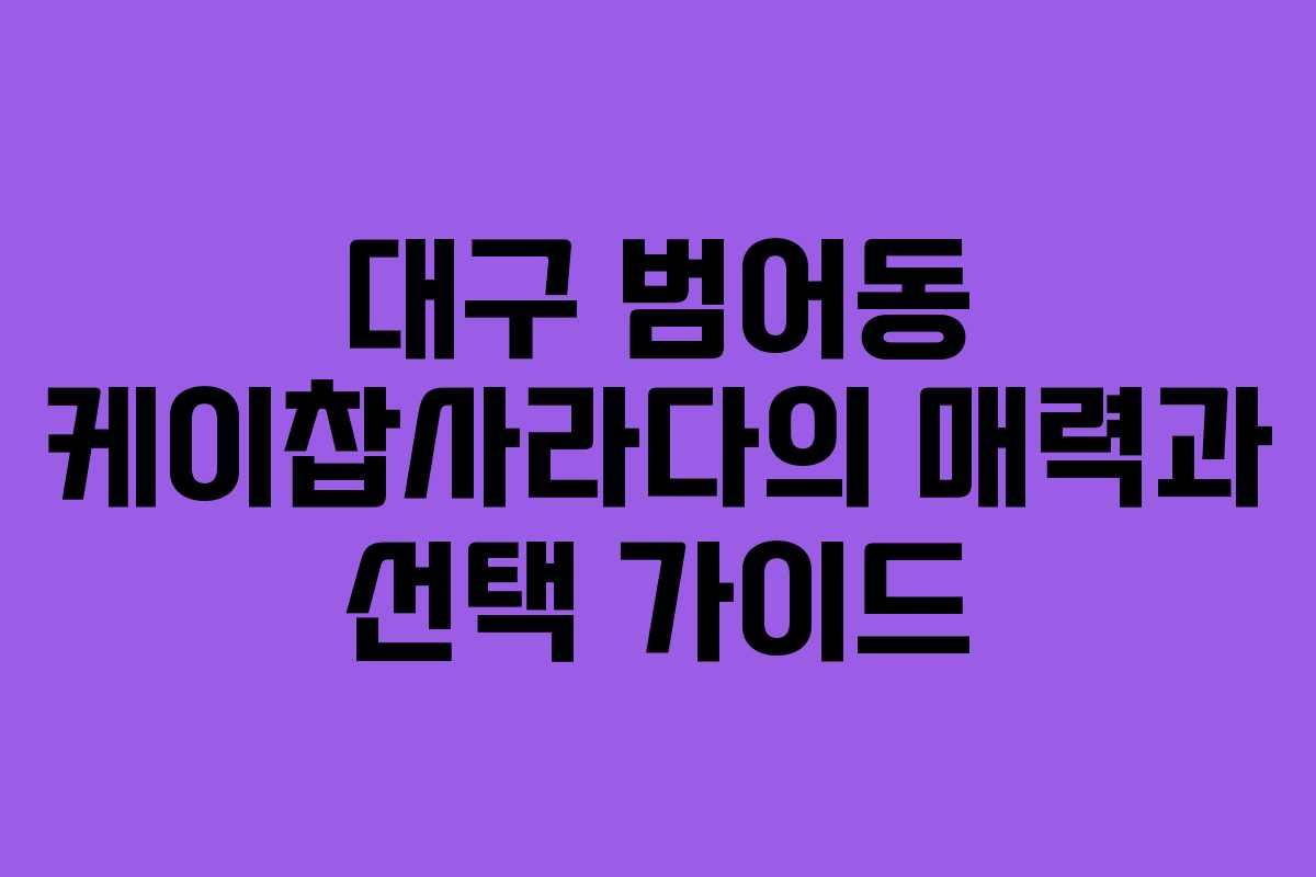 대구 범어동 케이찹사라다의 매력과 선택 가이드