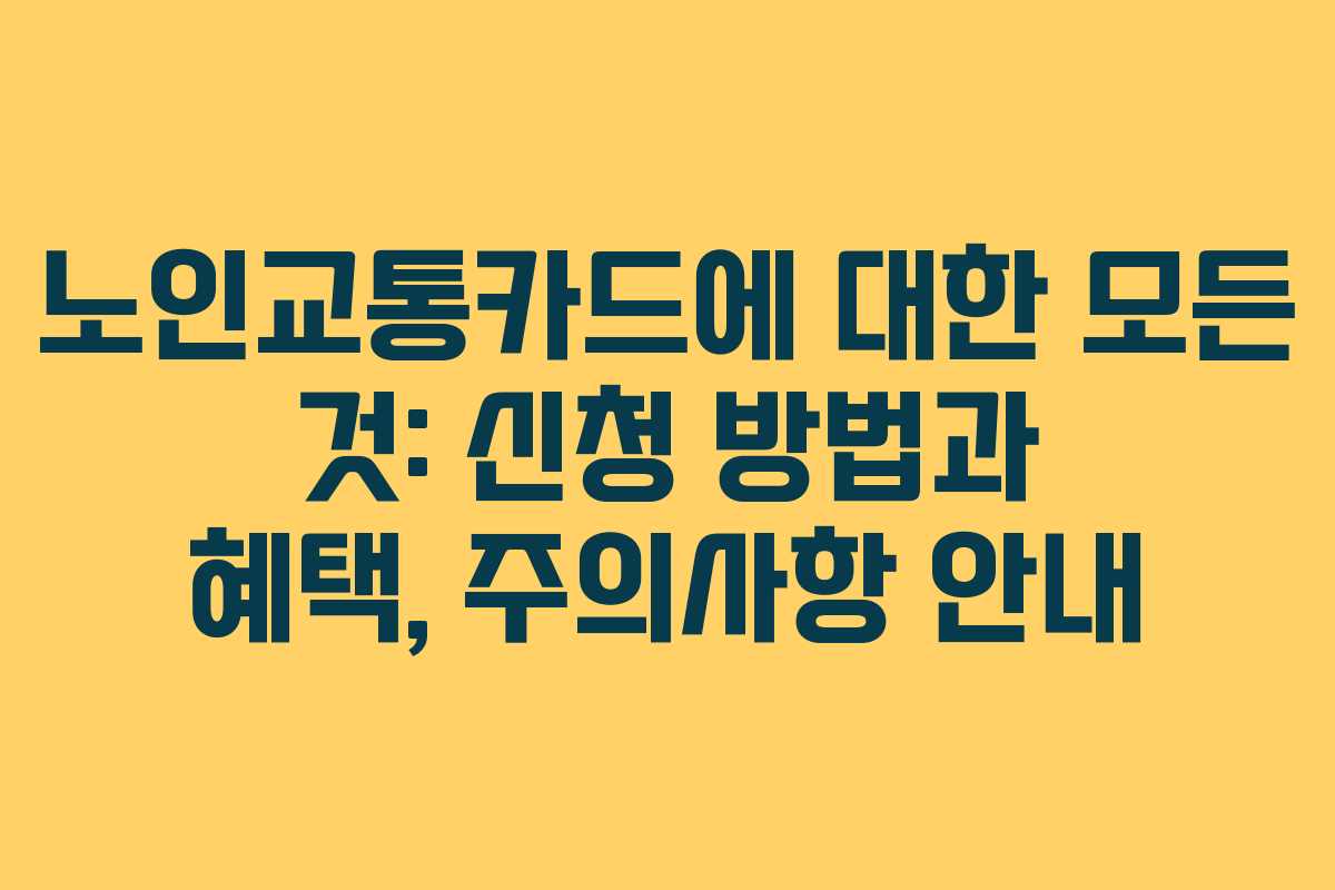 노인교통카드에 대한 모든 것: 신청 방법과 혜택, 주의사항 안내