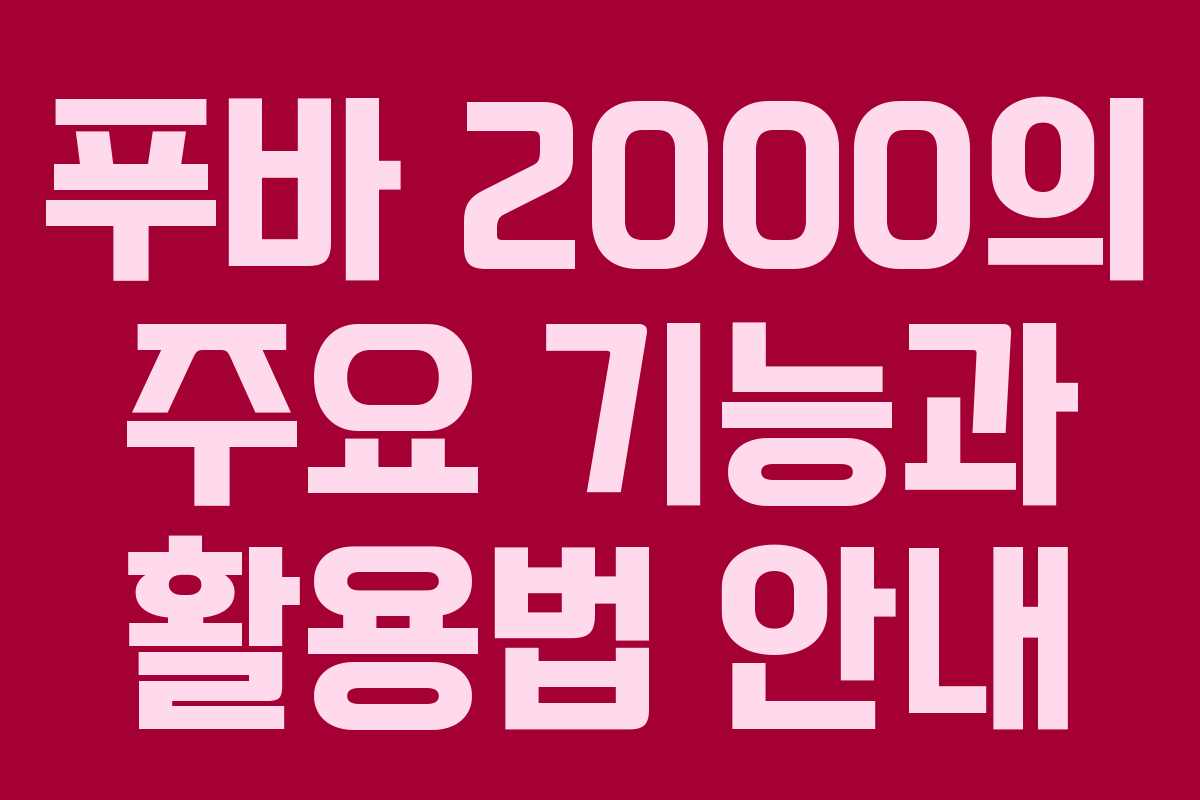 푸바 2000의 주요 기능과 활용법 안내