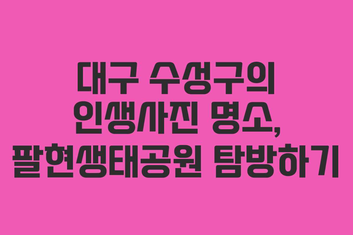 대구 수성구의 인생사진 명소, 팔현생태공원 탐방하기