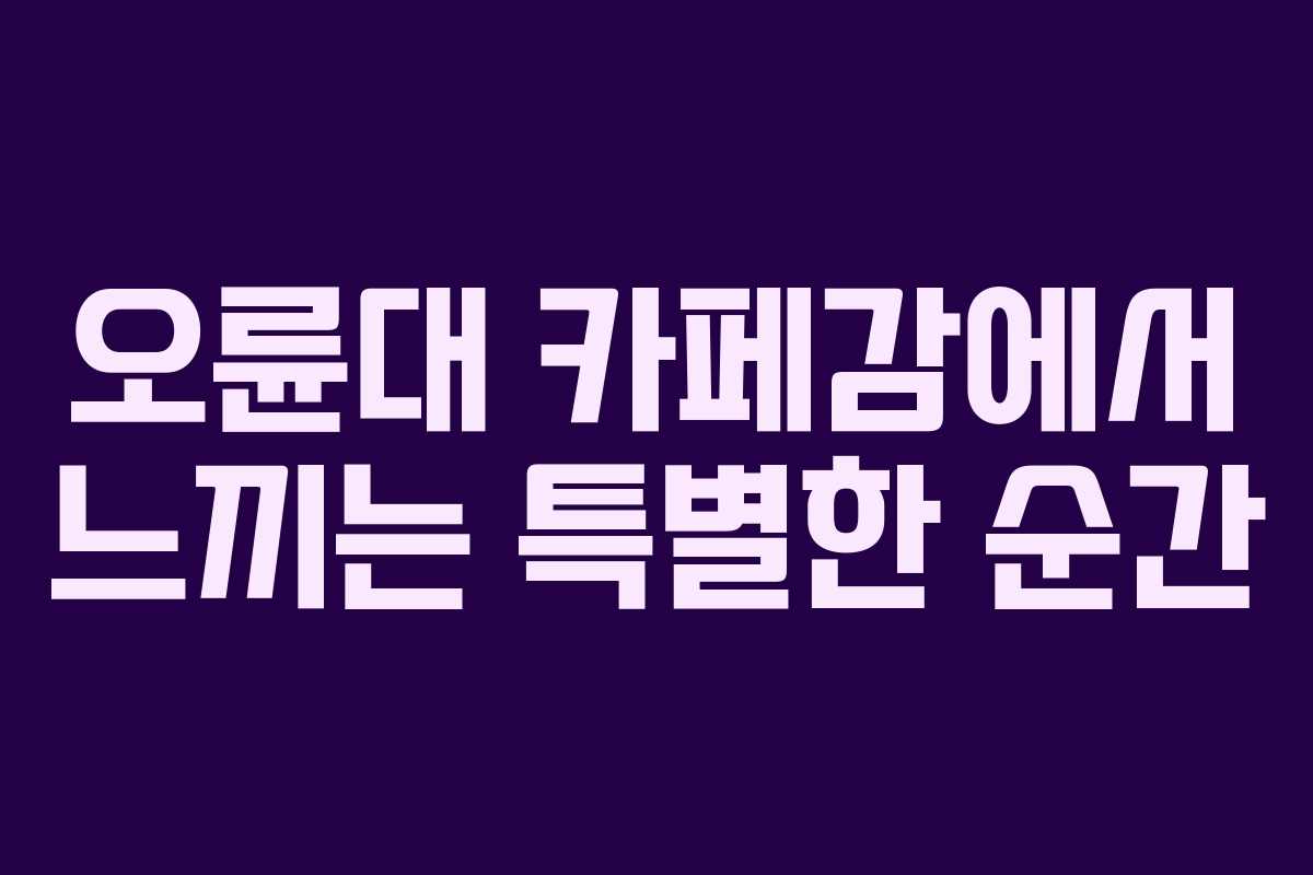 오륜대 카페감에서 느끼는 특별한 순간