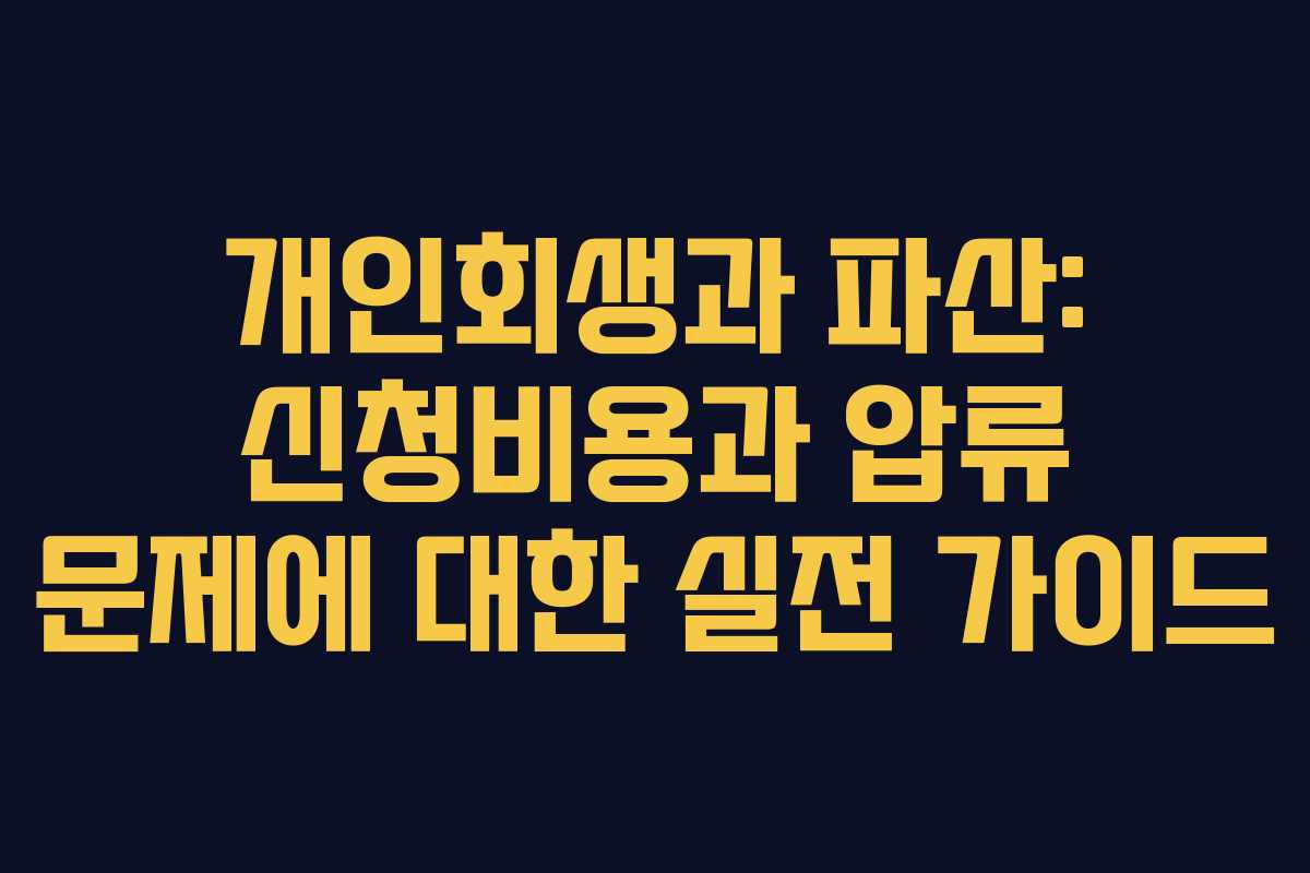 개인회생과 파산: 신청비용과 압류 문제에 대한 실전 가이드