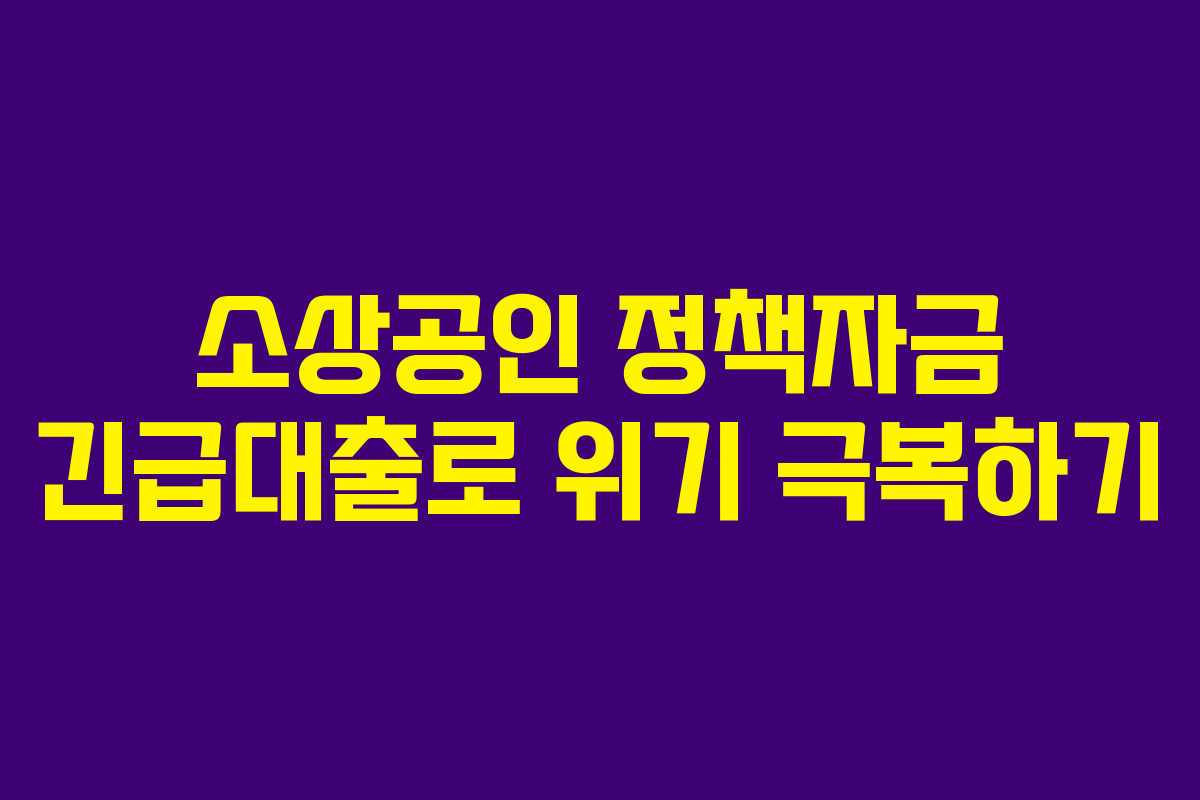 소상공인 정책자금 긴급대출로 위기 극복하기