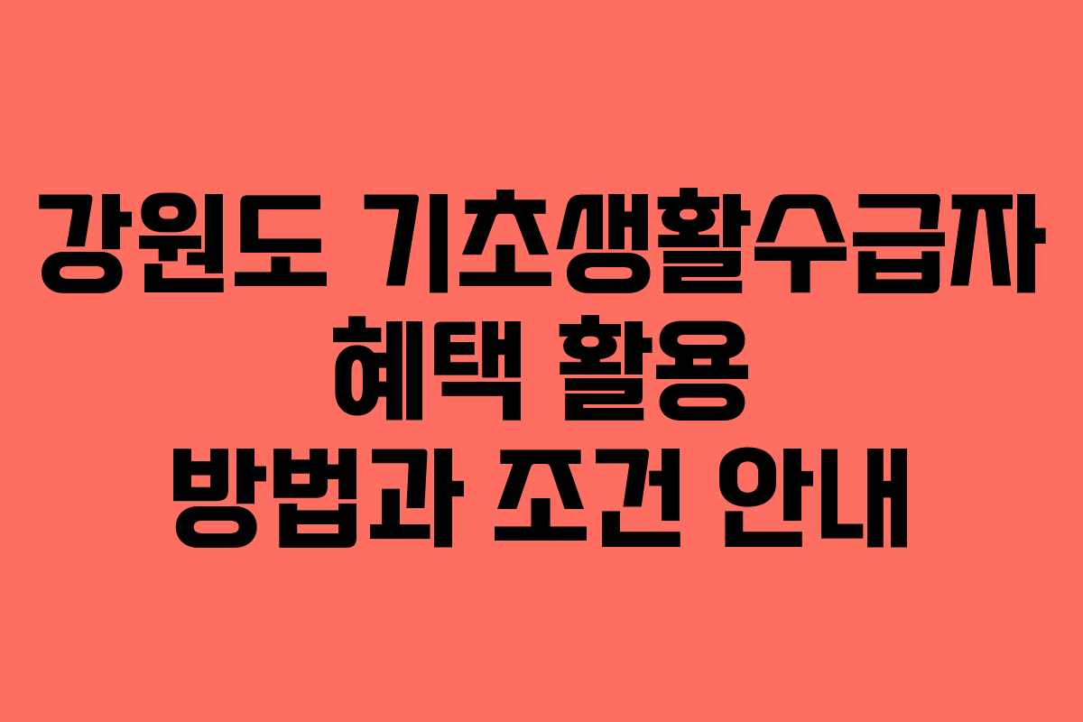 강원도 기초생활수급자 혜택 활용 방법과 조건 안내