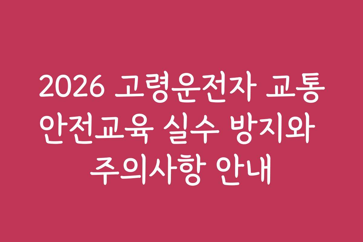 2026 고령운전자 교통안전교육 실수 방지와 주의사항 안내