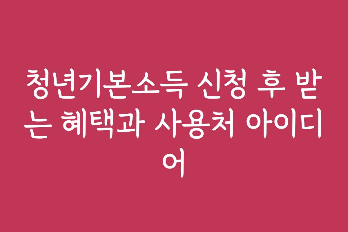 청년기본소득 신청 후 받는 혜택과 사용처 아이디어