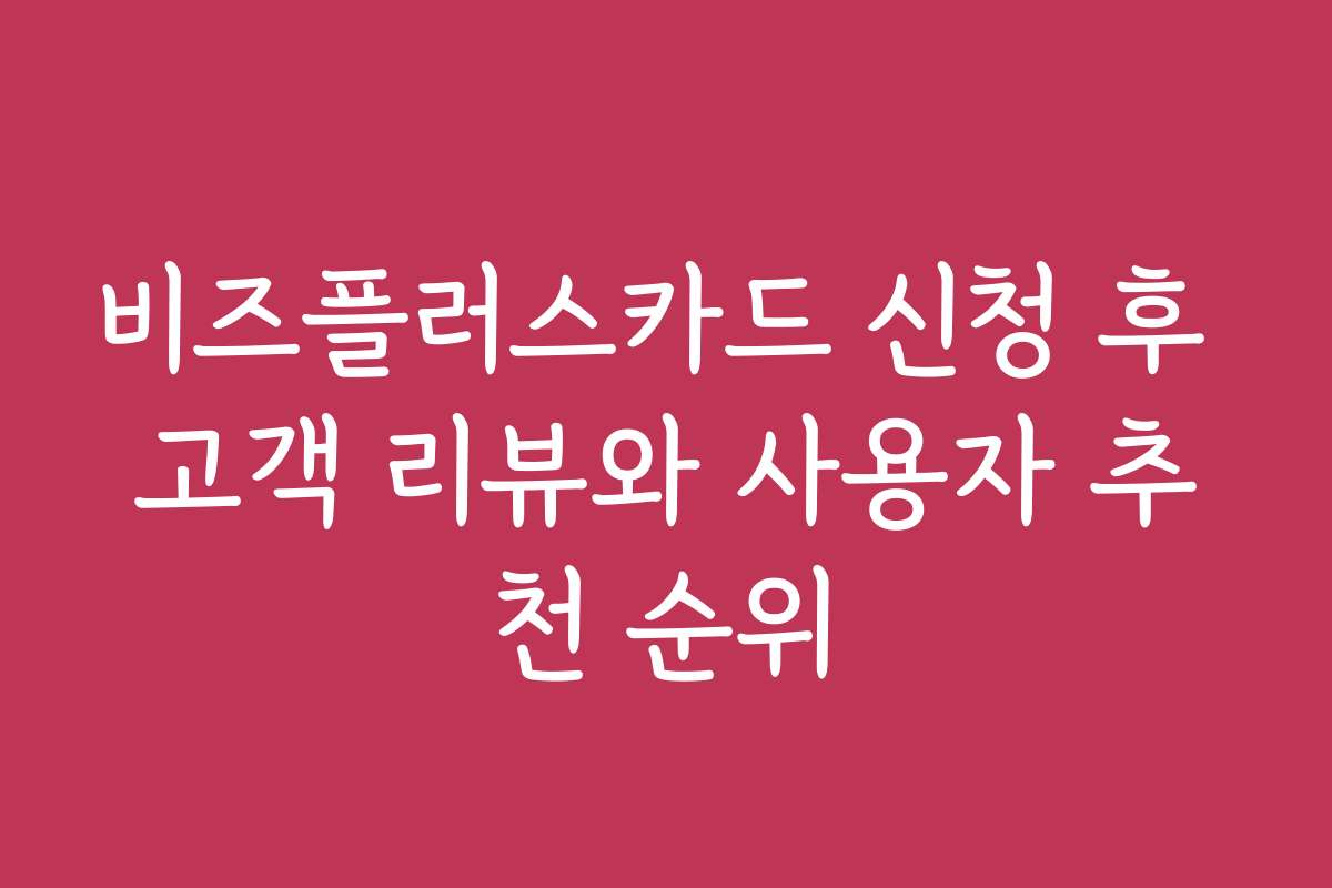 비즈플러스카드 신청 후 고객 리뷰와 사용자 추천 순위