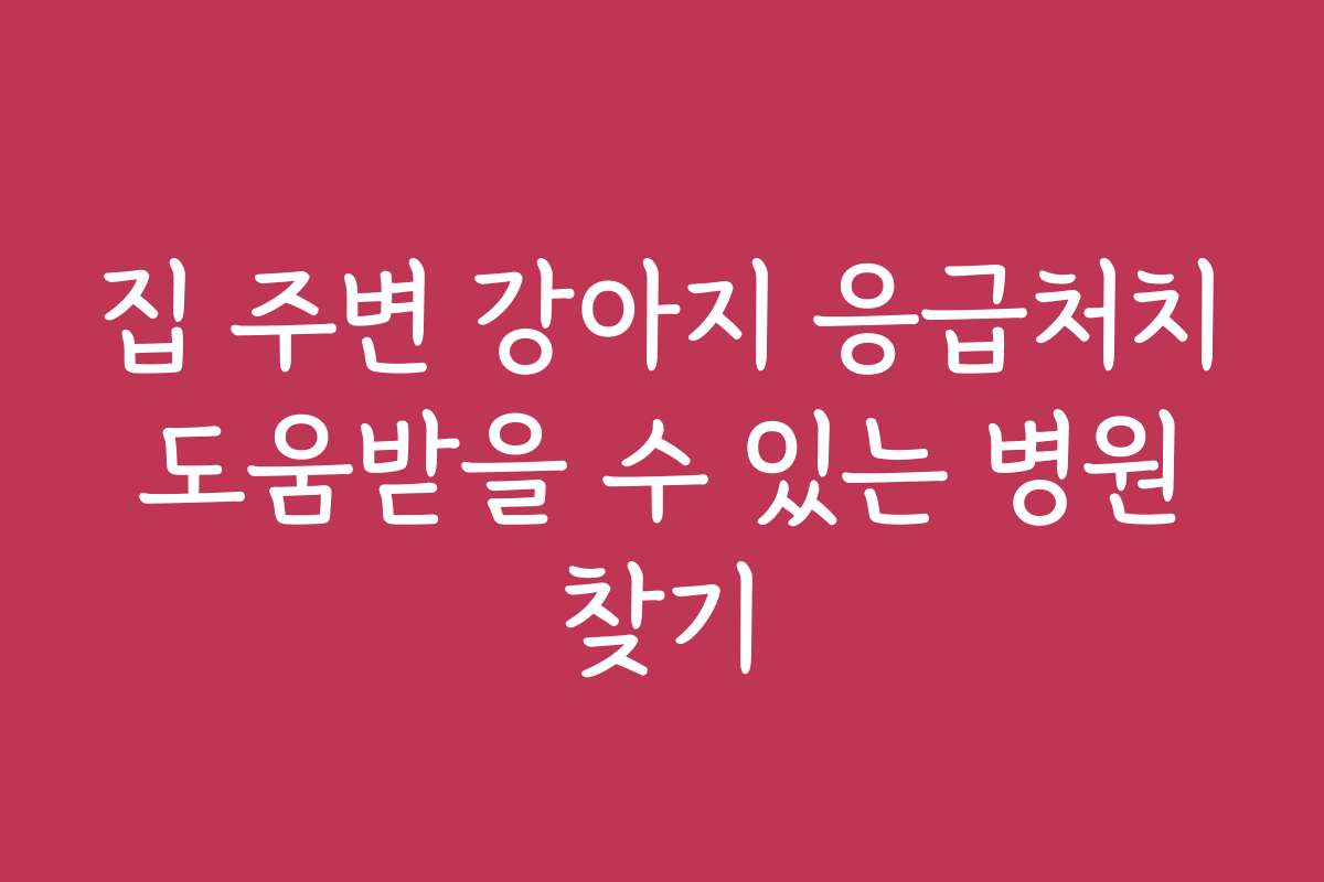 집 주변 강아지 응급처치 도움받을 수 있는 병원 찾기