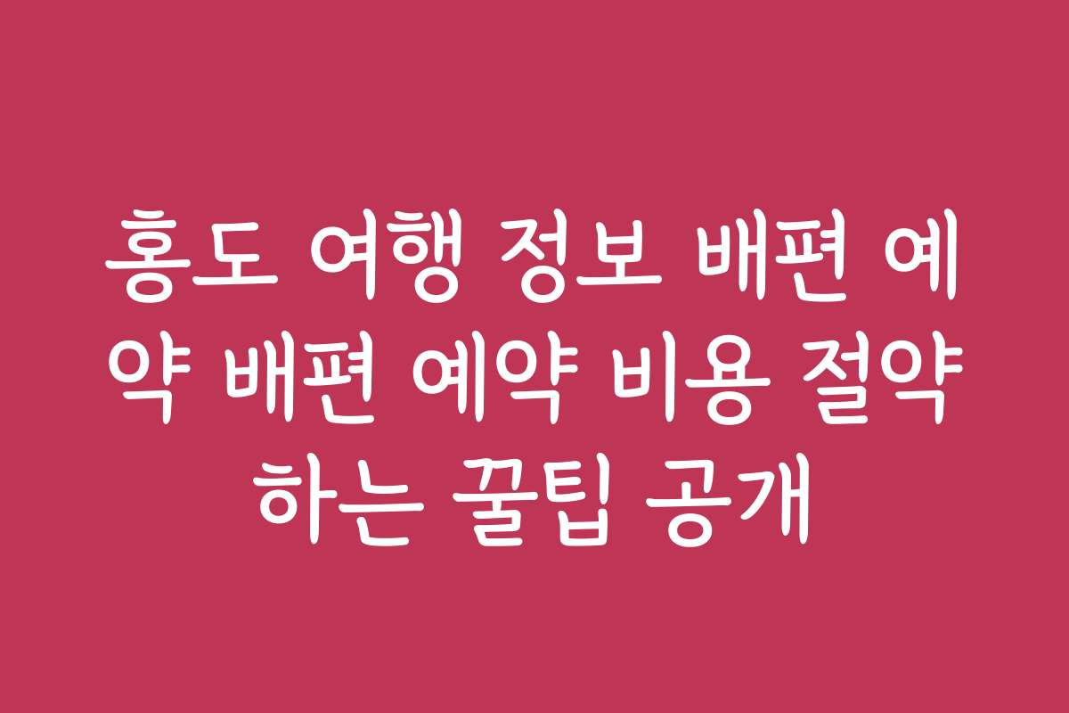 홍도 여행 정보 배편 예약 배편 예약 비용 절약하는 꿀팁 공개