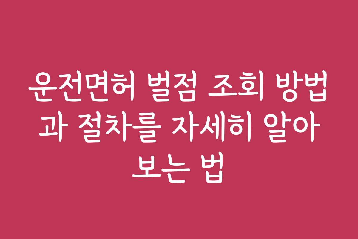 운전면허 벌점 조회 방법과 절차를 자세히 알아보는 법