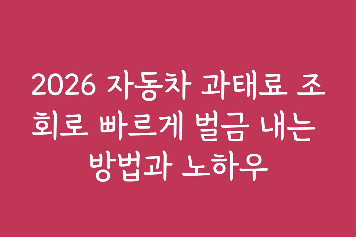 2026 자동차 과태료 조회로 빠르게 벌금 내는 방법과 노하우