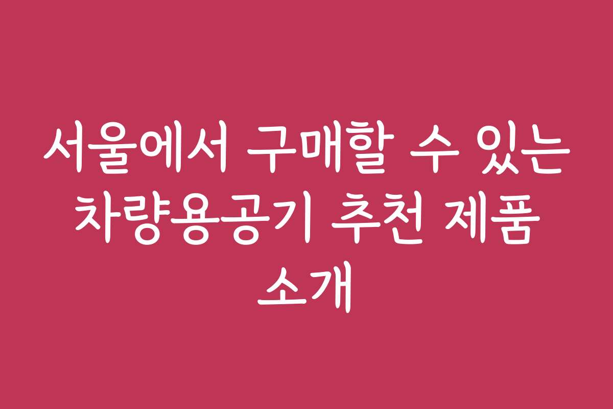 서울에서 구매할 수 있는 차량용공기 추천 제품 소개