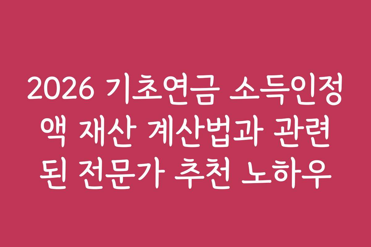2026 기초연금 소득인정액 재산 계산법과 관련된 전문가 추천 노하우