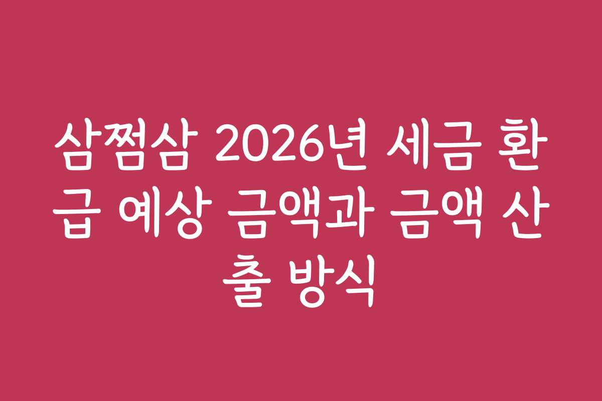 삼쩜삼 2026년 세금 환급 예상 금액과 금액 산출 방식