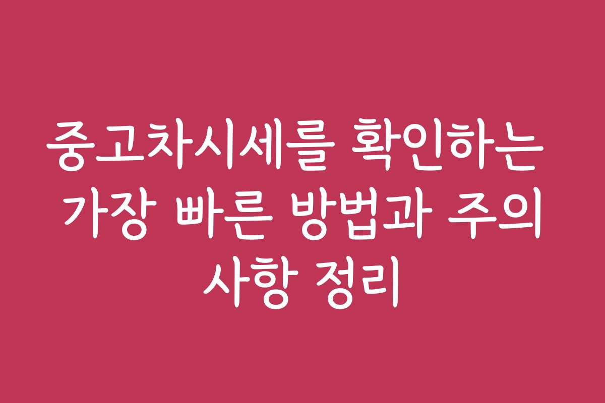 중고차시세를 확인하는 가장 빠른 방법과 주의사항 정리