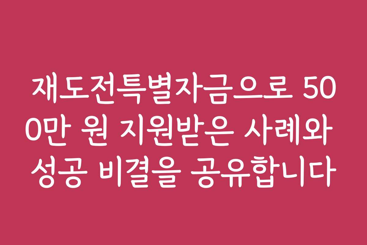 재도전특별자금으로 500만 원 지원받은 사례와 성공 비결을 공유합니다