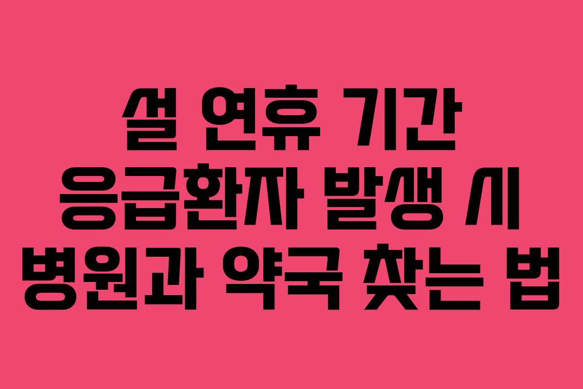설 연휴 기간 응급환자 발생 시 병원과 약국 찾는 법