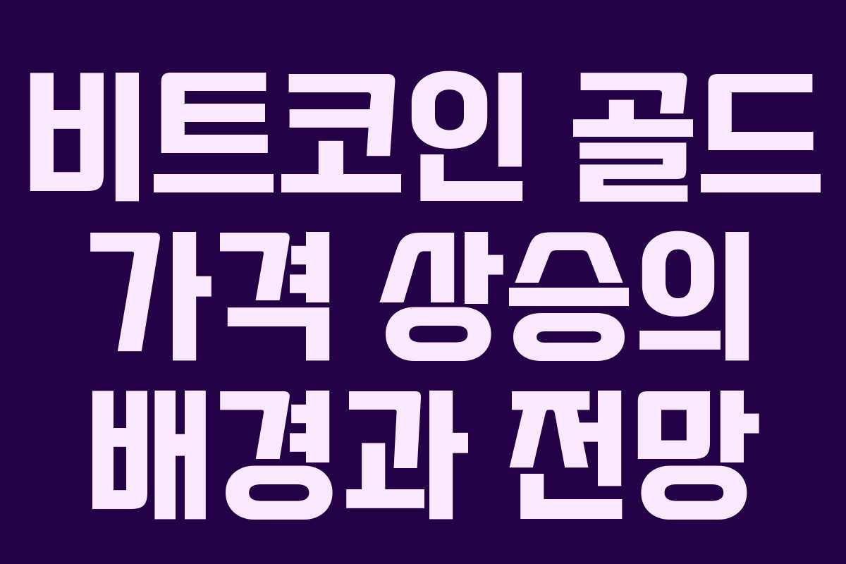 비트코인 골드 가격 상승의 배경과 전망