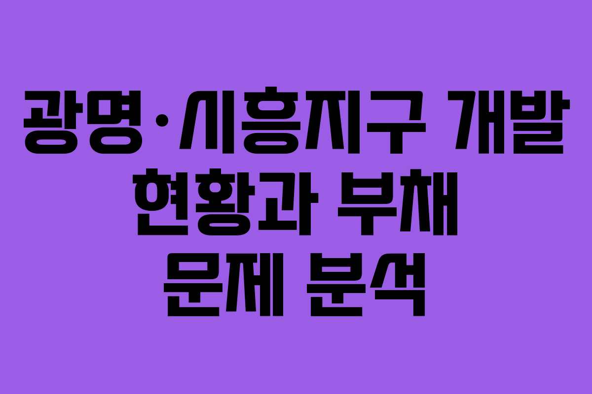 광명·시흥지구 개발 현황과 부채 문제 분석