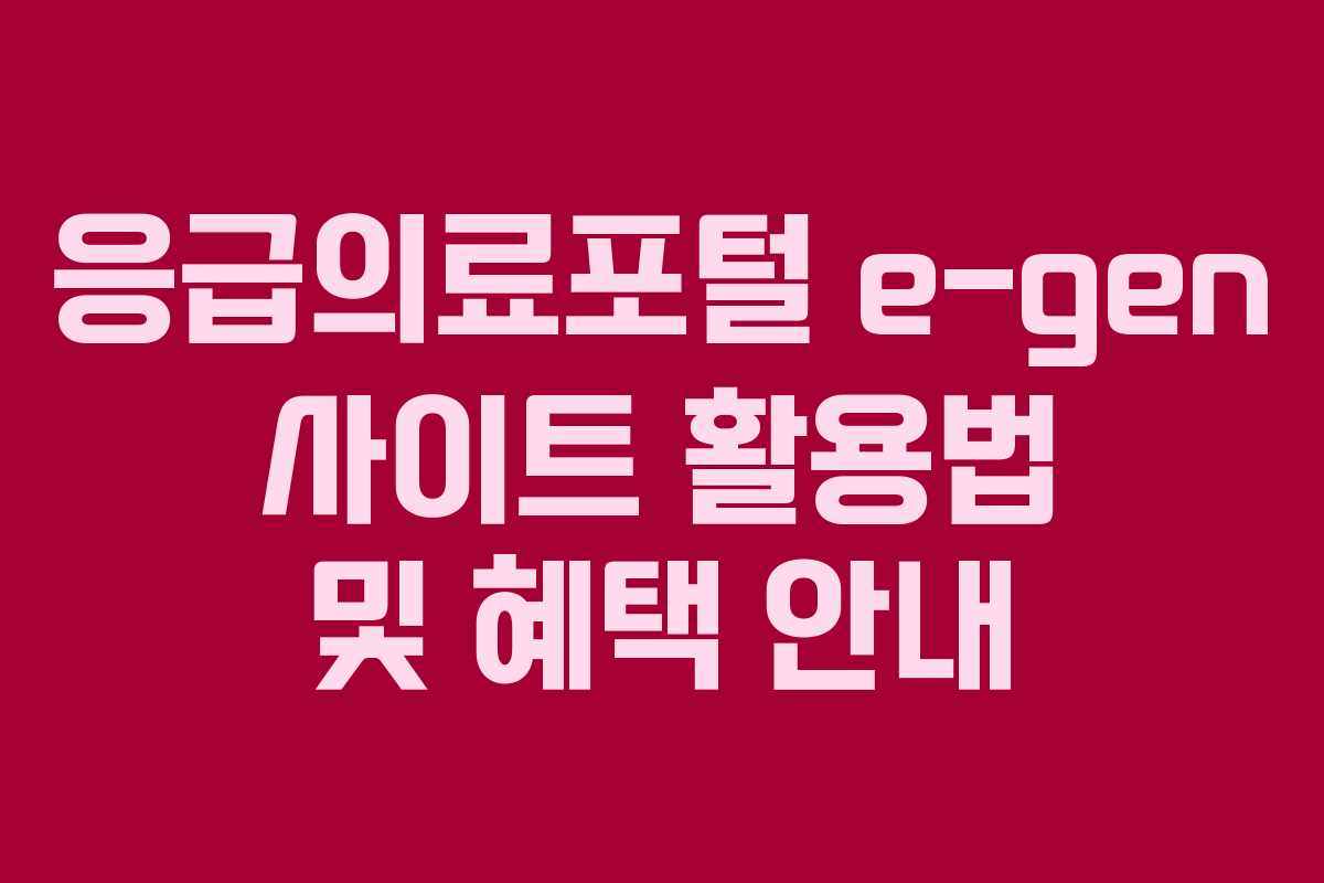응급의료포털 e-gen 사이트 활용법 및 혜택 안내