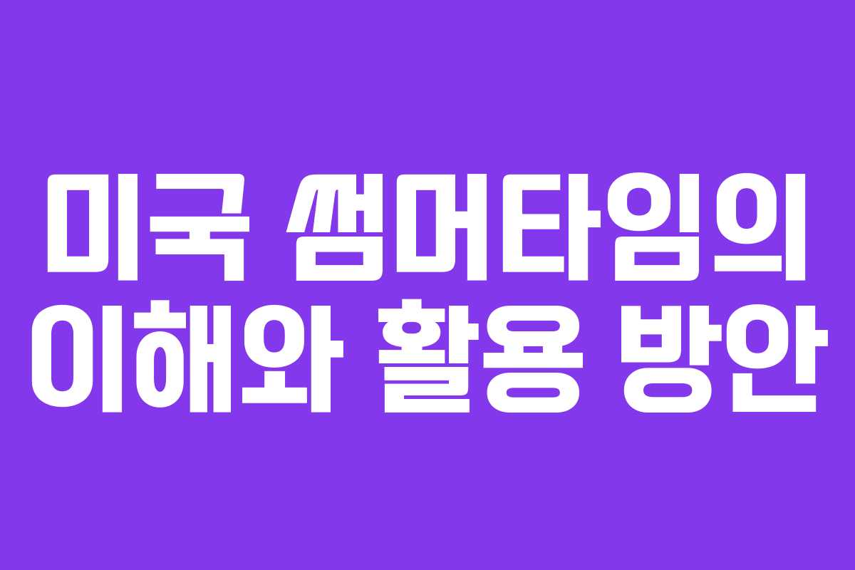 미국 썸머타임의 이해와 활용 방안