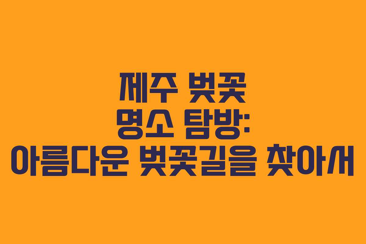 제주 벚꽃 명소 탐방: 아름다운 벚꽃길을 찾아서